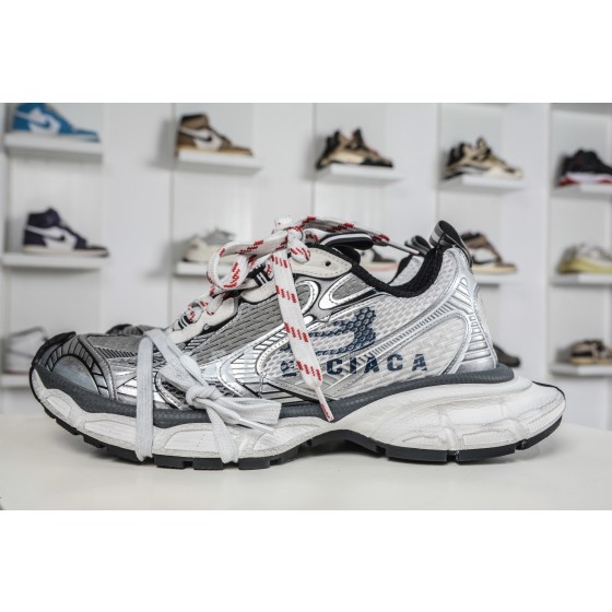 Top-tier BALENCIAGA 3XL Sneakers, Balenciaga 10th Generation, Watermarked Logo and Lettering, 3XL Parisian Dad Slip-on Series, Vintage Distressed Finish